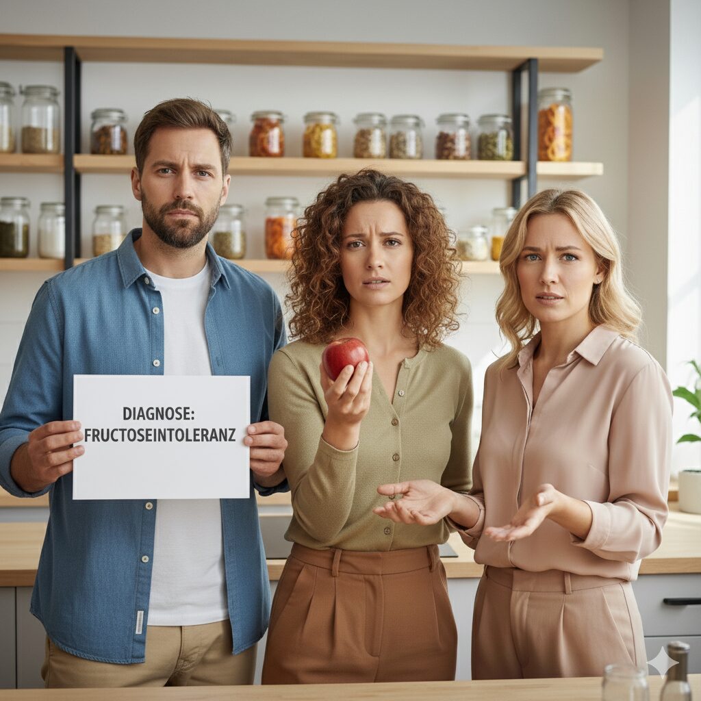 Drei Personen mit Diagnose Fructoseintoleranz